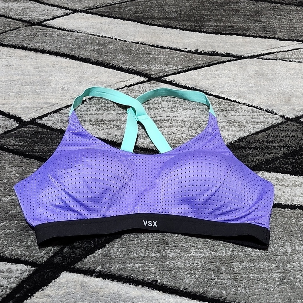 VSX SPORT PURPLE WIRELESS LIGHTLY PADDED CRISS-CROSS RACERBACK SPORTS BRA